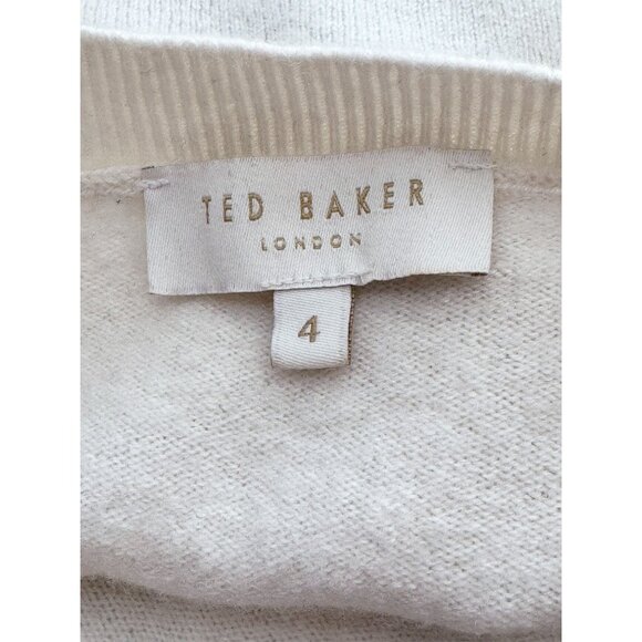 Ted Baker London "Shelsin" Lace-Inset Sweater in Cream Women's Size 10 (TB-4) - Picture 4 of 14